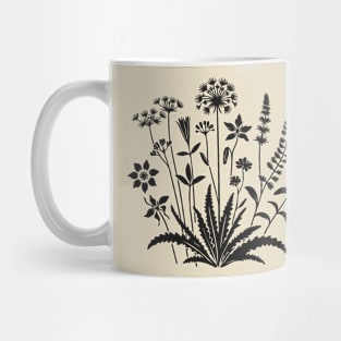 Elegant Wildflowers Silhouette Mug